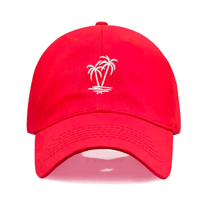 Coconut Tree Embroidery Baseball Cap for Men Women Washed Cotton Dad Hat Casual Sun Protection Golf Snapback Caps Wholesales