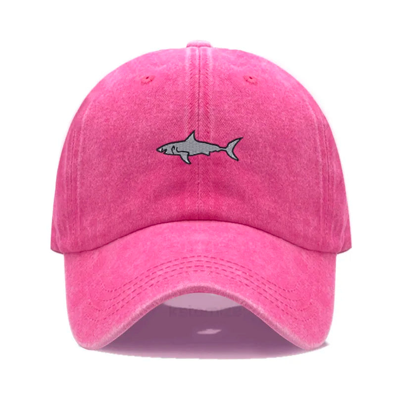 Shark Embroidery Baseball Cap For Men Women Washed Cotton Dad Hat Adjustable Unisex Casual Sports Caps