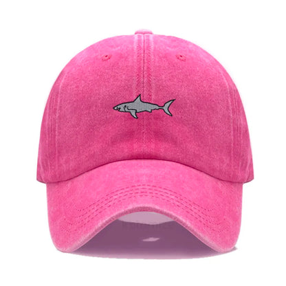 Shark Embroidery Baseball Cap For Men Women Washed Cotton Dad Hat Adjustable Unisex Casual Sports Caps