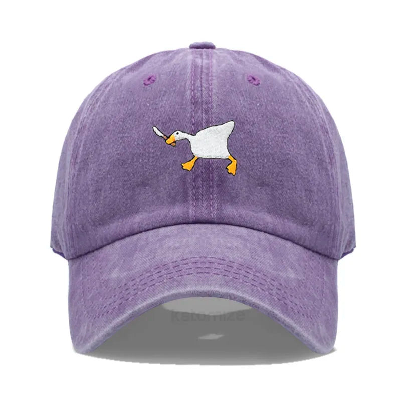 Unisex Dad Hat with Embroidered Goose Pattern Fashionable Style Duckbill Cap for Men & Women