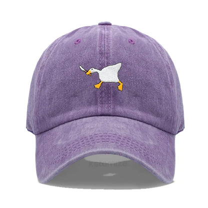 Unisex Dad Hat with Embroidered Goose Pattern Fashionable Style Duckbill Cap for Men & Women