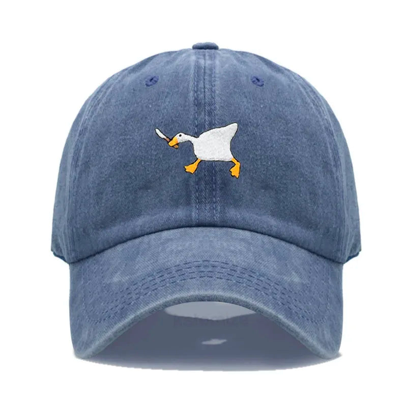Unisex Dad Hat with Embroidered Goose Pattern Fashionable Style Duckbill Cap for Men & Women