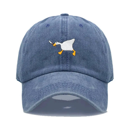 Unisex Dad Hat with Embroidered Goose Pattern Fashionable Style Duckbill Cap for Men & Women