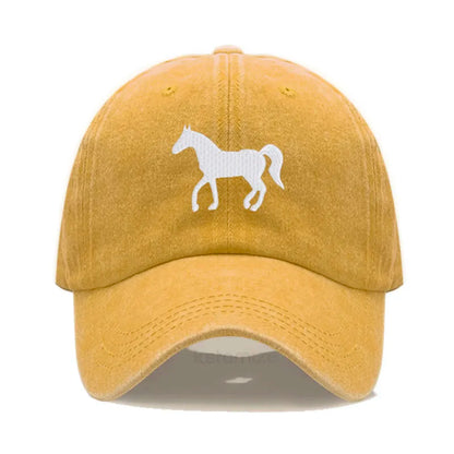 Horse Embroidered Baseball Cap for Women Men Fashion Adjustable Washed Cotton Dad Hat Unisex Classic Golf Caps