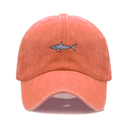 Shark Embroidery Baseball Cap For Men Women Washed Cotton Dad Hat Adjustable Unisex Casual Sports Caps
