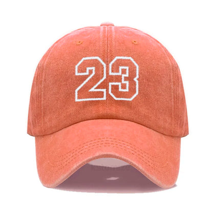 Number 23 Embroidery Baseball Cap Men Women Soft Washed Cotton Casual Sports Dad Hat Sun Protection Snapback Caps