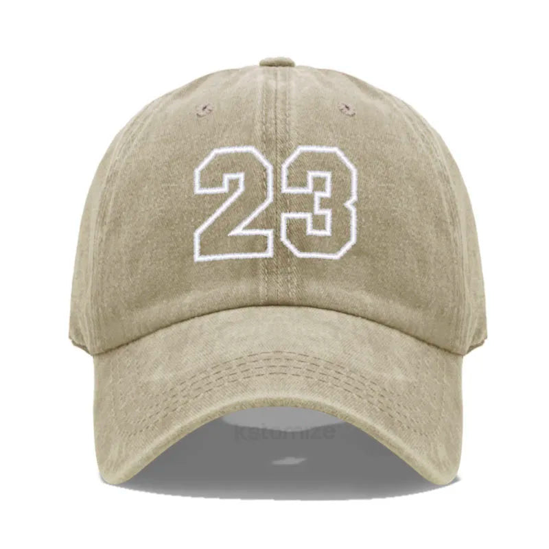 Number 23 Embroidery Baseball Cap Men Women Soft Washed Cotton Casual Sports Dad Hat Sun Protection Snapback Caps