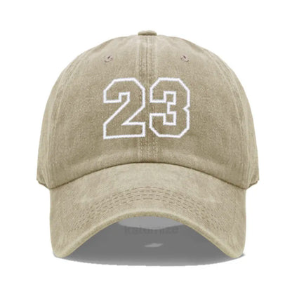 Number 23 Embroidery Baseball Cap Men Women Soft Washed Cotton Casual Sports Dad Hat Sun Protection Snapback Caps