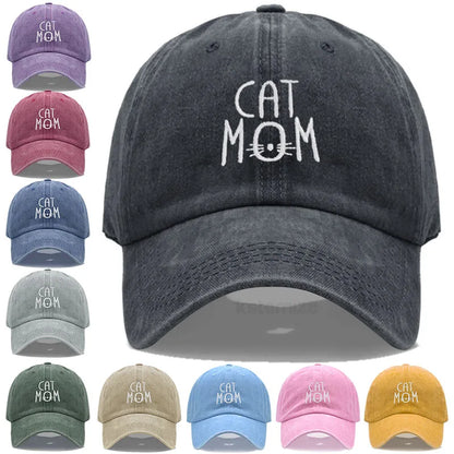 CAT MOM Embroidered Baseball Cap for Women Men Fashion Adjustable Soft Washed Cotton Dad Hat Unisex Classic Golf Caps