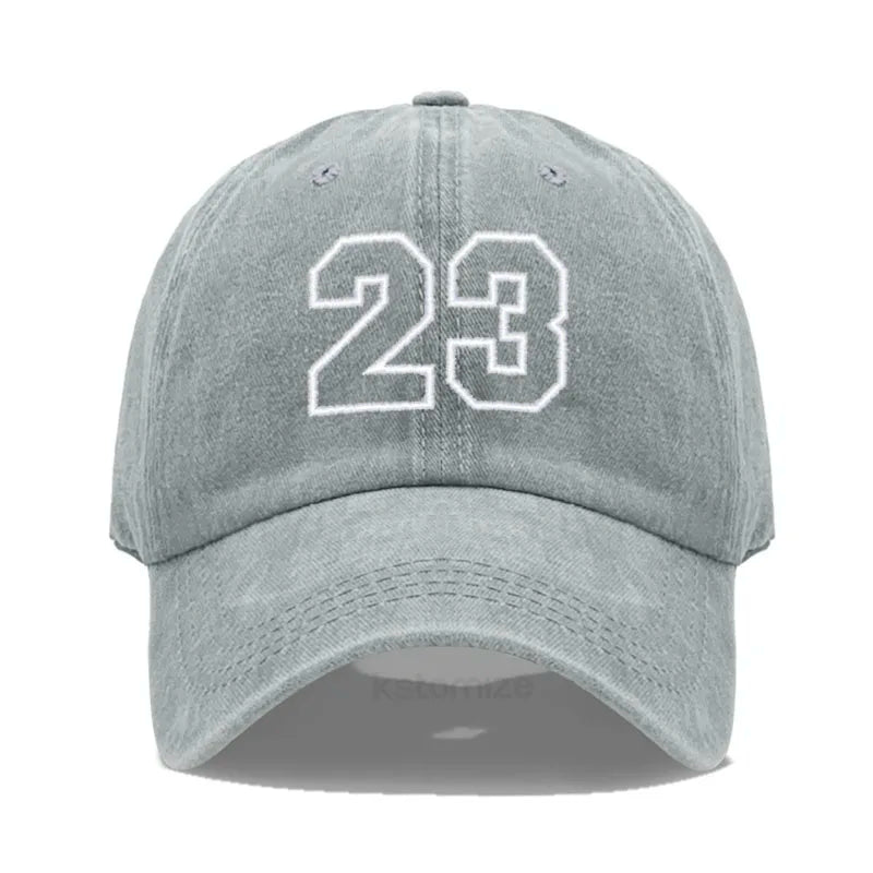 Number 23 Embroidery Baseball Cap Men Women Soft Washed Cotton Casual Sports Dad Hat Sun Protection Snapback Caps