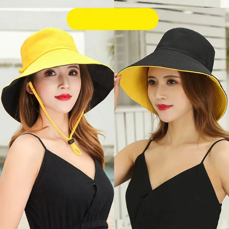 Fisherman Hat Women's Summer Face Cover, Sunscreen, Large Brim Sunshade Hat, Internet Celebrity Double-Sided And Versatile