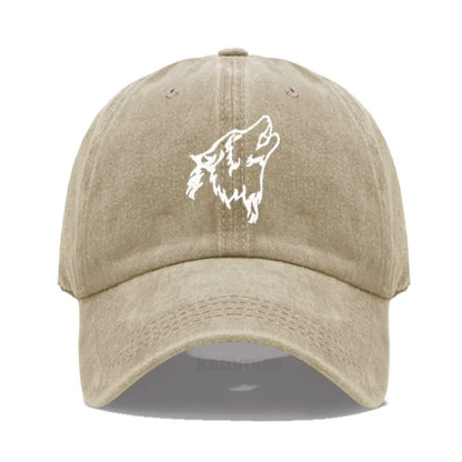 Women's Baseball Cap Men's Washed Cotton Wolf Howl Embroidery Embroidery Dad Hat Sport Golf Caps For Man Sun Hats Dropshipping