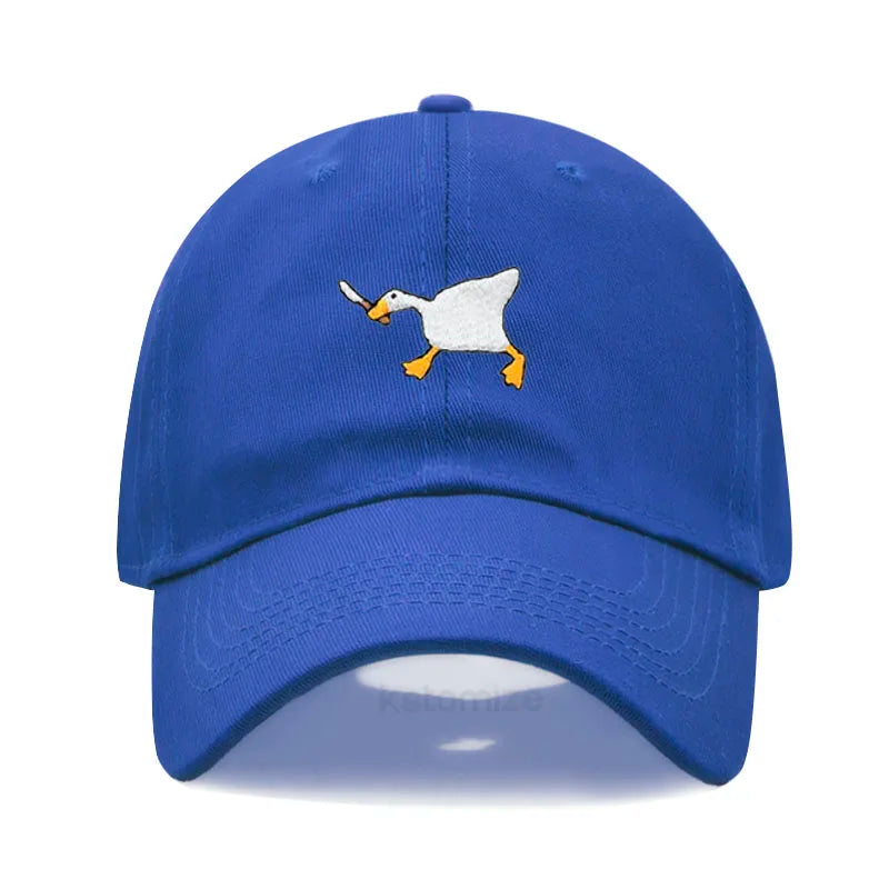 Unisex Dad Hat with Embroidered Goose Pattern Fashionable Style Duckbill Cap for Men & Women