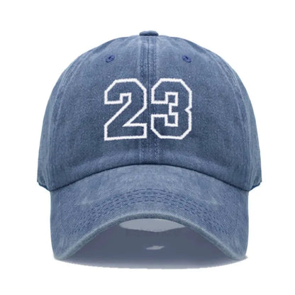 Number 23 Embroidery Baseball Cap Men Women Soft Washed Cotton Casual Sports Dad Hat Sun Protection Snapback Caps