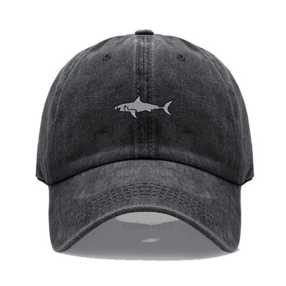 Shark Embroidery Baseball Cap For Men Women Washed Cotton Dad Hat Adjustable Unisex Casual Sports Caps