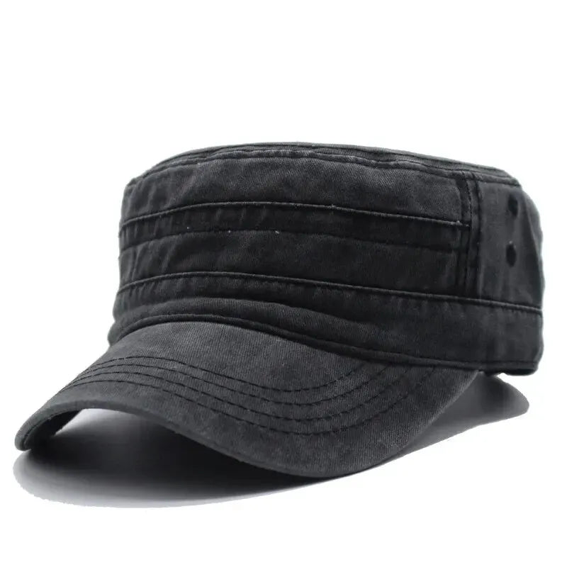 Hat Men Fishing Retro Do Old Wash Jeans Big Head Bib Flat Top Hat Outdoor Casual Tie-In Female Cap Trend European And N Style