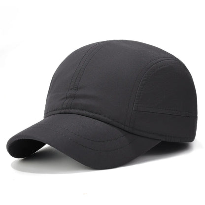 Full-seal flat-panel baseball cap with short brim, quick-dry, waterproof, open breathable sun hat, outdoor sports duckbill cap
