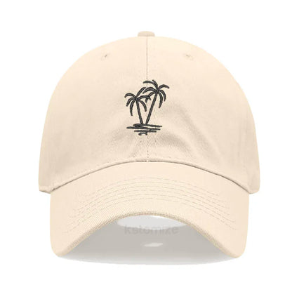 Coconut Tree Embroidery Baseball Cap for Men Women Washed Cotton Dad Hat Casual Sun Protection Golf Snapback Caps Wholesales