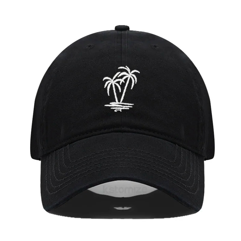 Coconut Tree Embroidery Baseball Cap for Men Women Washed Cotton Dad Hat Casual Sun Protection Golf Snapback Caps Wholesales
