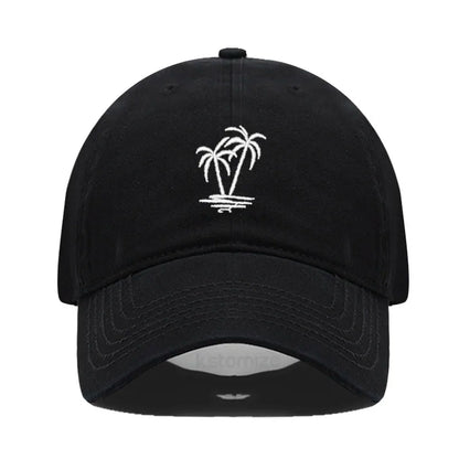Coconut Tree Embroidery Baseball Cap for Men Women Washed Cotton Dad Hat Casual Sun Protection Golf Snapback Caps Wholesales