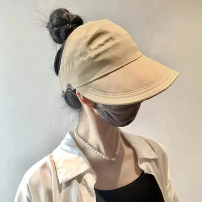 Summer Wide Brim Sunhat Women Sun Hats Foldable Adjustable Outdoor Beach Bucket Hat UV Protection Visors Fisherman Ponytail Caps
