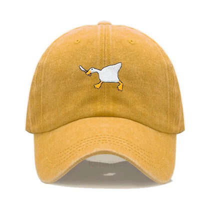 Unisex Dad Hat with Embroidered Goose Pattern Fashionable Style Duckbill Cap for Men & Women