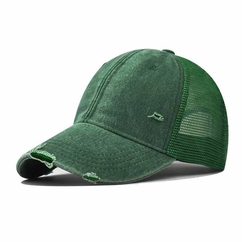 Washed Cotton Mesh Breathable Baseball Cap Made Old Ripped Light Board Caps Men and Women Tide Spring and Summer Vintage Hat