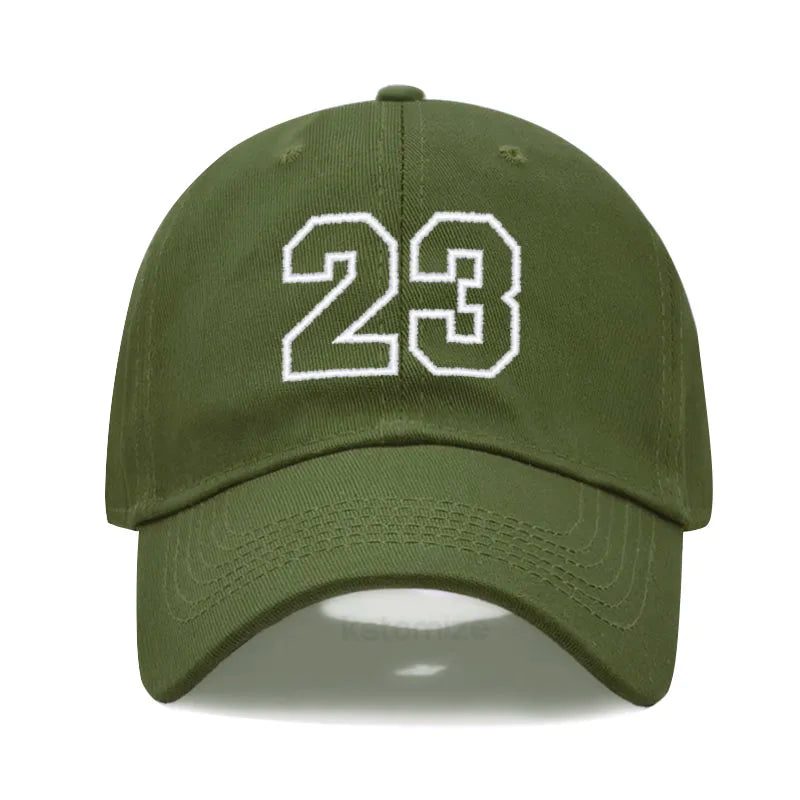 Number 23 Embroidery Baseball Cap Men Women Soft Washed Cotton Casual Sports Dad Hat Sun Protection Snapback Caps