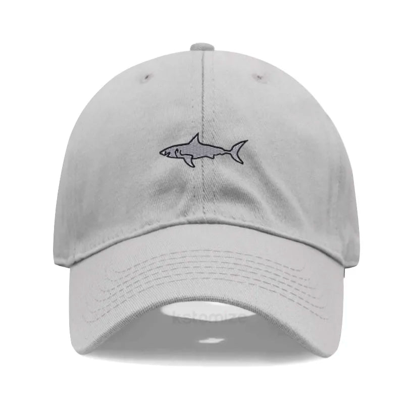 Shark Embroidery Baseball Cap For Men Women Washed Cotton Dad Hat Adjustable Unisex Casual Sports Caps