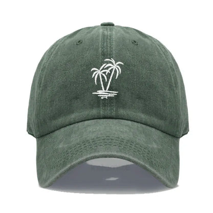 Coconut Tree Embroidery Baseball Cap for Men Women Washed Cotton Dad Hat Casual Sun Protection Golf Snapback Caps Wholesales