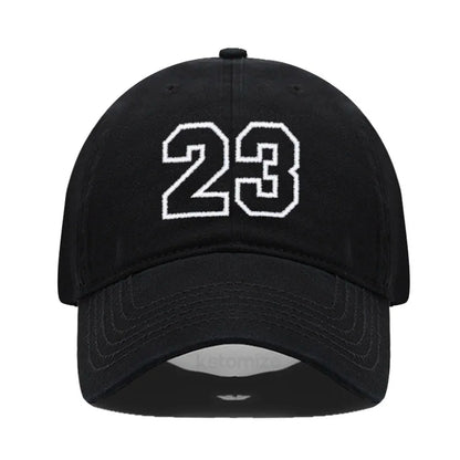 Number 23 Embroidery Baseball Cap Men Women Soft Washed Cotton Casual Sports Dad Hat Sun Protection Snapback Caps