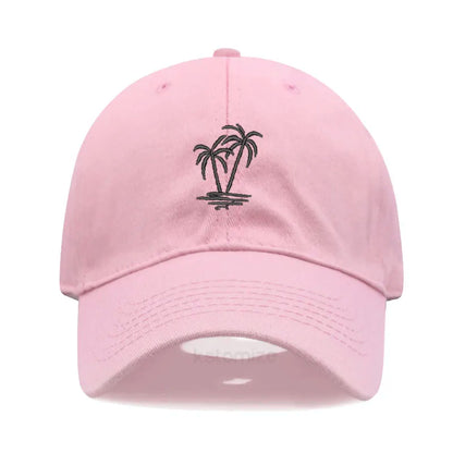 Coconut Tree Embroidery Baseball Cap for Men Women Washed Cotton Dad Hat Casual Sun Protection Golf Snapback Caps Wholesales
