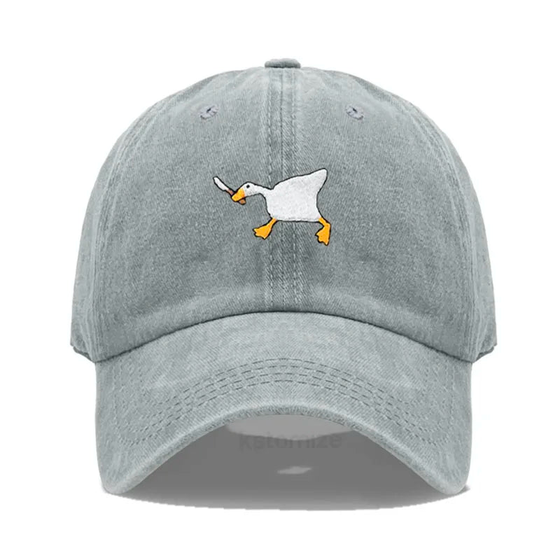 Unisex Dad Hat with Embroidered Goose Pattern Fashionable Style Duckbill Cap for Men & Women