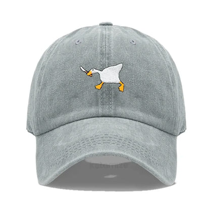 Unisex Dad Hat with Embroidered Goose Pattern Fashionable Style Duckbill Cap for Men & Women