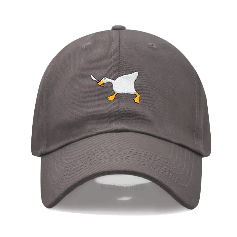 Unisex Dad Hat with Embroidered Goose Pattern Fashionable Style Duckbill Cap for Men & Women