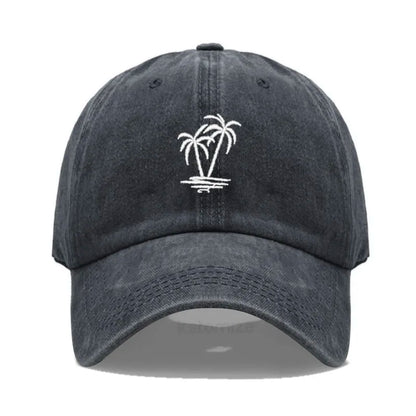 Coconut Tree Embroidery Baseball Cap for Men Women Washed Cotton Dad Hat Casual Sun Protection Golf Snapback Caps Wholesales
