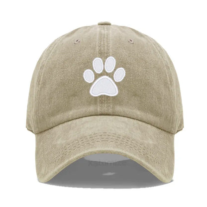 Dog Paw Embroidered Baseball Cap for Women Men Fashion Adjustable Washed Cotton Dad Hat Unisex Classic Golf Caps
