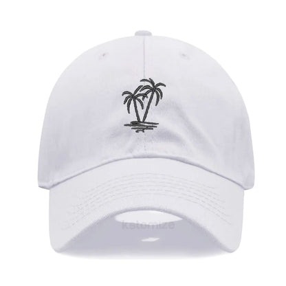 Coconut Tree Embroidery Baseball Cap for Men Women Washed Cotton Dad Hat Casual Sun Protection Golf Snapback Caps Wholesales