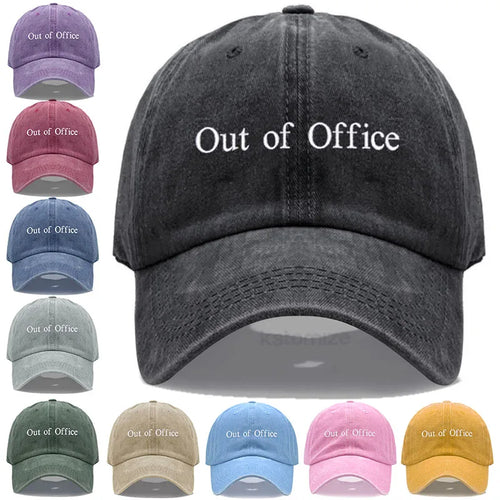 Out of Office Embroidered Vintage Washed Baseball Cap Unisex Adjustable Casual Dad Hat Summer Sun Hat for Women Men