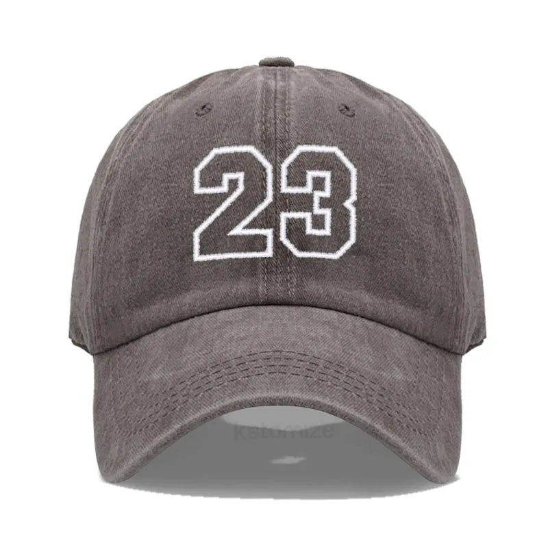 Number 23 Embroidery Baseball Cap Men Women Soft Washed Cotton Casual Sports Dad Hat Sun Protection Snapback Caps
