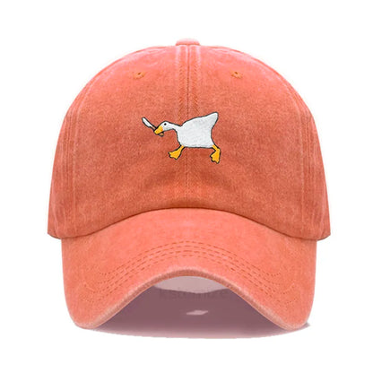 Unisex Dad Hat with Embroidered Goose Pattern Fashionable Style Duckbill Cap for Men & Women