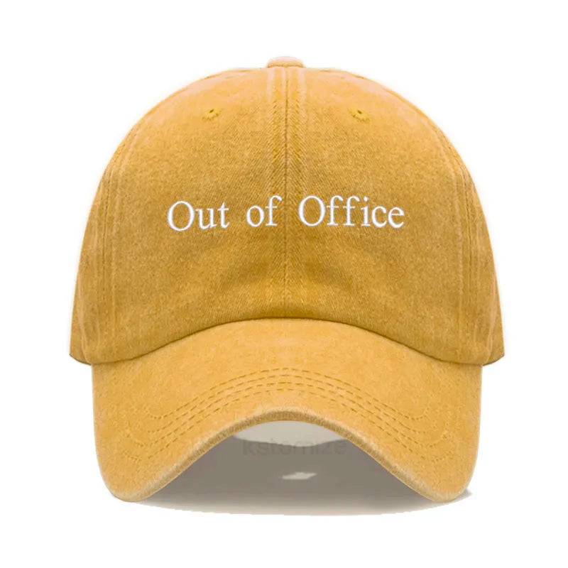 Out of Office Embroidered Vintage Washed Baseball Cap Unisex Adjustable Casual Dad Hat Summer Sun Hat for Women Men
