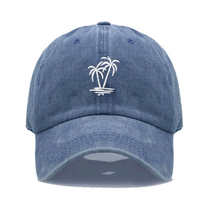 Coconut Tree Embroidery Baseball Cap for Men Women Washed Cotton Dad Hat Casual Sun Protection Golf Snapback Caps Wholesales