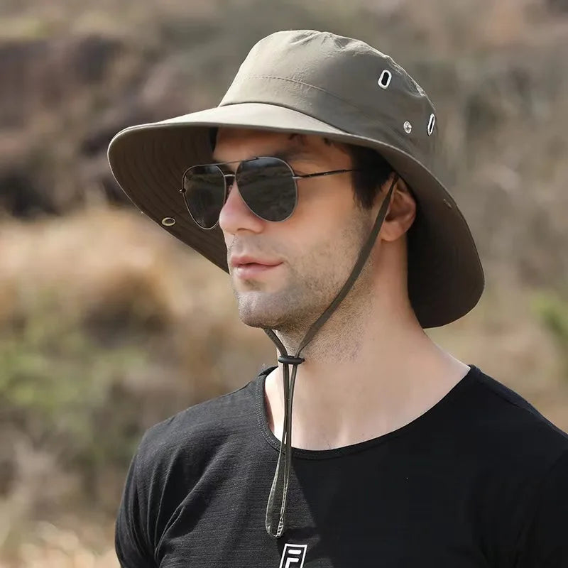 Waterproof Fisherman Hat Outdoor Summer Sun Anti UV Protection Breathable Mesh Camping Hiking Mountaineering Caps Mens Women