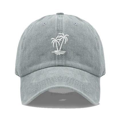 Coconut Tree Embroidery Baseball Cap for Men Women Washed Cotton Dad Hat Casual Sun Protection Golf Snapback Caps Wholesales