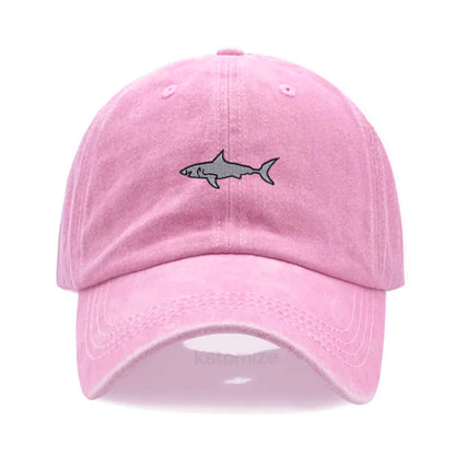 Shark Embroidery Baseball Cap For Men Women Washed Cotton Dad Hat Adjustable Unisex Casual Sports Caps