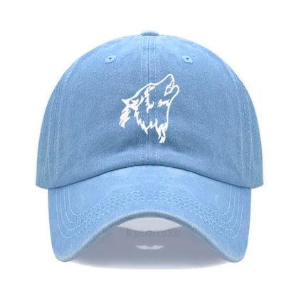 Women's Baseball Cap Men's Washed Cotton Wolf Howl Embroidery Embroidery Dad Hat Sport Golf Caps For Man Sun Hats Dropshipping