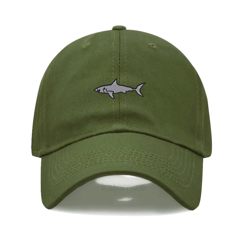 Shark Embroidery Baseball Cap For Men Women Washed Cotton Dad Hat Adjustable Unisex Casual Sports Caps