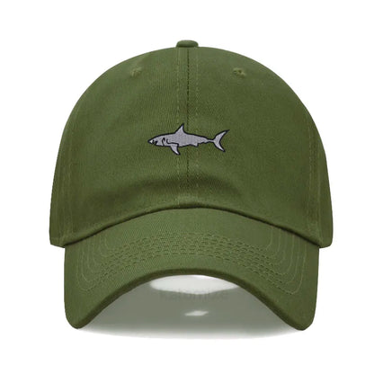 Shark Embroidery Baseball Cap For Men Women Washed Cotton Dad Hat Adjustable Unisex Casual Sports Caps