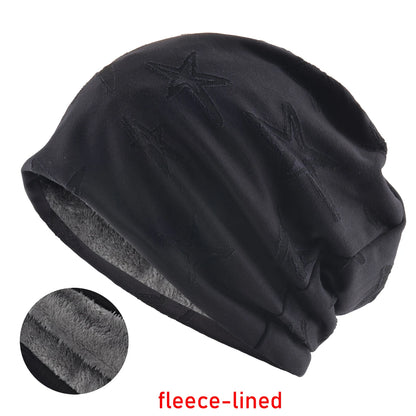 Unisex Beanies Hat Double Color Star Jacquard Bonnet Cap Women Stretchy Hat Hip Hop Hats Men Winter Warm Fleece-lined Headwear